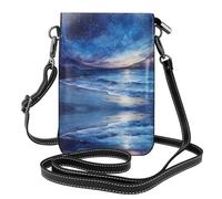 WZYWHJ Late Night Coastline Sac à bandoulière en cuir à rabat pour téléphone portable - Cadeau polyvalent pour femme pour la marche, le camping, le shopping et les voyages