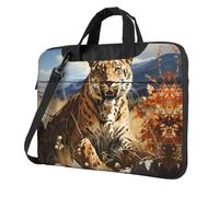WZYWHJ Léopard à la recherche d'une proie Image Ultra-mince Portable Simple Épaule Sac Ordinateur Portable Accessoires Informatique Souple Antichoc pour Ordinateurs Portables, Noir , 13 inch