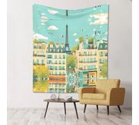 WZYWHJ Les tapisseries imprimées de la tour Eiffel de Paris à suspendre aux murs sont adaptées pour décorer un salon et une chambre. 152,4 x 129,5 cm