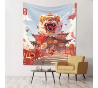 WZYWHJ Les tapisseries imprimées lion dance accrochées aux murs sont adaptées pour décorer un salon et une chambre à coucher 152,4 x 129,5 cm