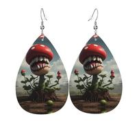 WZYWHJ Les terrifiantes plantes piranha imprimées boucles d'oreilles en cuir pour femme, pendentif goutte d'eau simple, cadeau de vacances à la mode