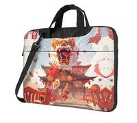WZYWHJ Lion Dance Impression Ultra-mince Portable Simple Épaule Sac Ordinateur Portable Accessoires Informatique Doux Antichoc pour Ordinateurs Portables, Noir , 14 inch