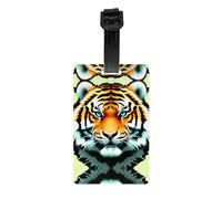 WZYWHJ Little Fat Tiger Head Étiquettes de sac à bagages imprimées pour homme et femme Étiquettes de protection de la vie privée