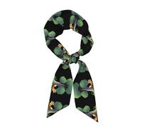WZYWHJ Little Fox behind the tree Picture Écharpe longue bande en soie pour femme Foulard en satin doux et soyeux