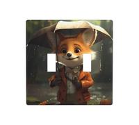 WZYWHJ Little Fox tenant un parapluie Impression Plaque murale décorative 11,4 x 11,4 cm Durable et élégante pour les zones résidentielles et commerciales