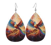 WZYWHJ Little Phoenix on the Rainbow - Boucles d'oreilles en cuir pour femme - Pendentif goutte d'eau simple - Cadeau de vacances tendance