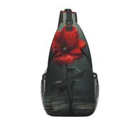 WZYWHJ Little Red Flowers in the Rain Sac à bandoulière décontracté pour homme avec grande capacité de stockage et bandoulière réglable