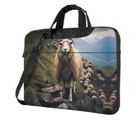 WZYWHJ Little Sheep on the Hillside Printing Ultra-mince Portable Single Shoulder Laptop Bag Computer Accessories Soft Shockproof for Laptops, Noir , 15.6 inch