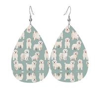 WZYWHJ Little White Dogs Boucles d'oreilles pendantes en cuir Motif goutte d'eau