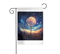 Wzywhj Lollipop In The Starry Sky Picture Drapeau de jardin d'été double face Décoration cour 30,5 x 45,7 cm