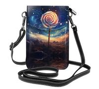 WZYWHJ Lollipop in the Starry Sky Sac à bandoulière en cuir imprimé pour téléphone portable - Cadeau polyvalent pour femme, marche, camping, shopping et voyage