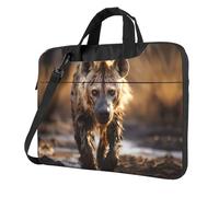 WZYWHJ Lone Hyena Prints Sac pour ordinateur portable avec intérieur doux, plusieurs poches, idéal pour les hommes, les voyages et les affaires, Noir/blanc, 13 inch
