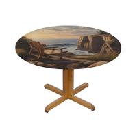WZYWHJ Looking Out to Sea Nappe ronde imprimée imperméable et infroissable pour table de salle à manger