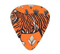 Wzywhj Lot de 12 médiators en ABS pour guitare basse, ukulélé, guitare acoustique ou électrique Motif léopard Orange Tiger Leopard