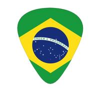 Wzywhj Lot de 12 médiators imprimés drapeau brésilien, prise en main facile, pour ukulélé, guitare électrique ou acoustique