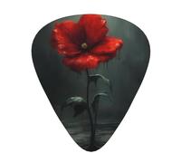 Wzywhj Lot de 12 médiators imprimés Little Red Flowers In The Rain - Prise en main facile - Pour ukulélé, guitare électrique ou acoustique