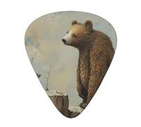 Wzywhj Lot de 12 médiators imprimés Mouse and Bear On The Rocks - Prise en main facile - Pour ukulélé, guitare électrique ou acoustique