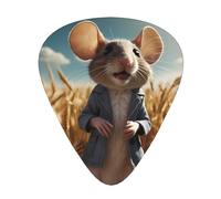 Wzywhj Lot de 12 médiators imprimés Mouse On The Wheat Field - Prise en main facile - Pour ukulélé, guitare électrique ou acoustique