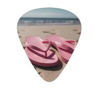 Wzywhj Lot de 12 médiators imprimés tongs roses sur la plage, prise en main facile, ukulélé, guitare électrique ou acoustique