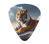Wzywhj Lot de 12 médiators Majestic Tiger Reposant sur un rocher avec ciel nuageux - Prise en main facile pour votre basse, ukulélé, guitare acoustique et électrique