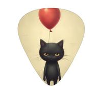 Wzywhj Lot de 12 médiators pour guitare avec inscription « Little Black Cat Holding A Balloon », prise en main facile, ukulélé, guitare acoustique et électrique