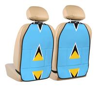WZYWHJ Lot de 2 coussins de rangement anti-coups de pied avec motif drapeau de Sainte-Lucie - Multifonctionnel - Pour siège de voiture après installation