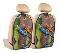 WZYWHJ Lot de 2 coussins de rangement anti-coups de pied pour siège de voiture avec imprimé geckos colorés