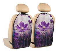 WZYWHJ Lot de 2 coussins de rangement anti-coups de pied pour siège de voiture Motif fleurs sauvages Violet