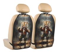 WZYWHJ Lot de 2 coussins de rangement anti-coups de pied pour siège de voiture Motif tigre dansant