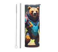 WZYWHJ Lot de 2 tasses en acier inoxydable de 591 ml pour café, bureau, voiture, sport et usage domestique avec paille