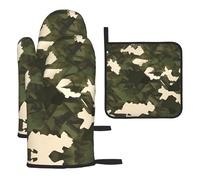 WZYWHJ Lot de 3 gants de cuisine épais et longs gants de cuisine imprimés camouflage militaire
