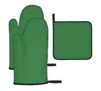 WZYWHJ Lot de 3 gants de cuisine longs et épais en bambou avec imprimé vert