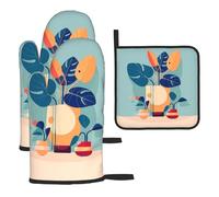 WZYWHJ Lot de 3 gants de cuisine longs et épais en bambou imprimé tortue bleu orange