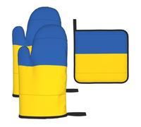 WZYWHJ Lot de 3 gants de cuisine longs et épais Motif drapeau de l'Ukraine