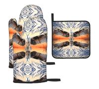 WZYWHJ Lot de 3 gants de cuisine longs et épais Motif oiseaux avec ailes ouvertes