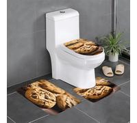 WZYWHJ Lot de 3 tapis de salle de bain à imprimé biscuit, antidérapant, durable, facile à nettoyer, convient pour salle de bain et WC