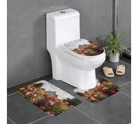 WZYWHJ Lot de 3 tapis de salle de bain antidérapants et durables faciles à nettoyer Motif ferme Rose