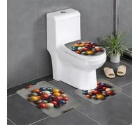 WZYWHJ Lot de 3 tapis de salle de bain avec impression de boules de billard colorées, antidérapants, durables, faciles à nettoyer, adaptés pour la salle de bain et les toilettes