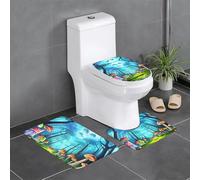 WZYWHJ Lot de 3 tapis de salle de bain imprimés champignons lumineux, antidérapants, durables, faciles à nettoyer, adaptés pour la salle de bain et les toilettes