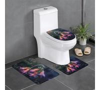 WZYWHJ Lot de 3 tapis de salle de bain imprimés muguet sous la pluie, antidérapants, durables, faciles à nettoyer, adaptés pour la salle de bain et les toilettes