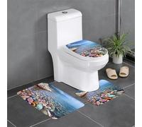 WZYWHJ Lot de 4 tapis de salle de bain à motif galets colorés, antidérapants, durables, faciles à nettoyer, adaptés pour la salle de bain et les toilettes