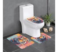 WZYWHJ Lot de 4 tapis de salle de bain antidérapants et durables, faciles à nettoyer, adaptés pour la salle de bain et les toilettes