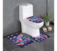 WZYWHJ Lot de 4 tapis de salle de bain antidérapants et durables, faciles à nettoyer, adaptés pour la salle de bain et les toilettes