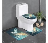 WZYWHJ Lot de 4 tapis de salle de bain antidérapants et durables faciles à nettoyer Motif oiseau blanc