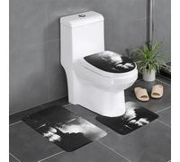 WZYWHJ Lot de 4 tapis de salle de bain antidérapants et durables faciles à nettoyer Motif Paris Noir