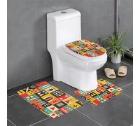 WZYWHJ Lot de 4 tapis de salle de bain antidérapants et durables faciles à nettoyer pour salle de bain et toilettes Motif totem tribal