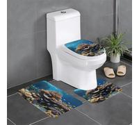 WZYWHJ Lot de 4 tapis de salle de bain avec image du monde sous-marin, antidérapants, durables, faciles à nettoyer, adaptés pour salle de bain et toilettes