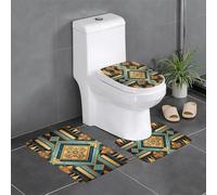 WZYWHJ Lot de 4 tapis de salle de bain avec impression murale décorative, antidérapant, durable, facile à nettoyer, convient pour salle de bain et toilettes