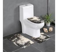 WZYWHJ Lot de 4 tapis de salle de bain avec motif paysage encre, antidérapant, durable, facile à nettoyer, convient pour salle de bain et toilettes