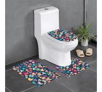 WZYWHJ Lot de 4 tapis de salle de bain colorés avec motif d'amour, antidérapants, durables, faciles à nettoyer, adaptés pour salle de bain et toilettes